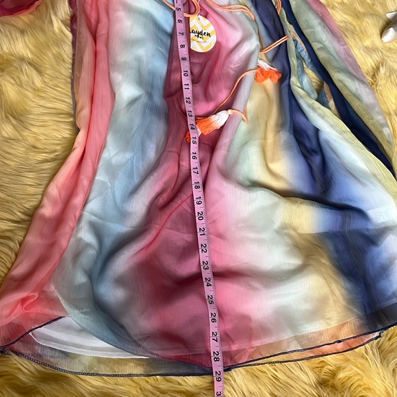 HAYDEN NWT boho off the shoulder, flow rainbow dress - Picture 7 of 8